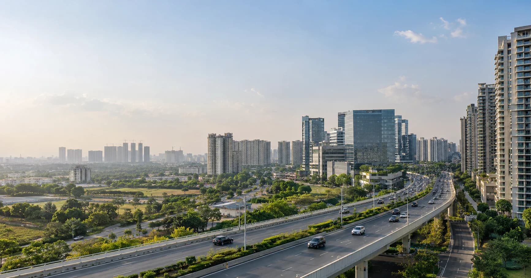 Modern Gurgaon skyline and residential corridors for property investment in 2026